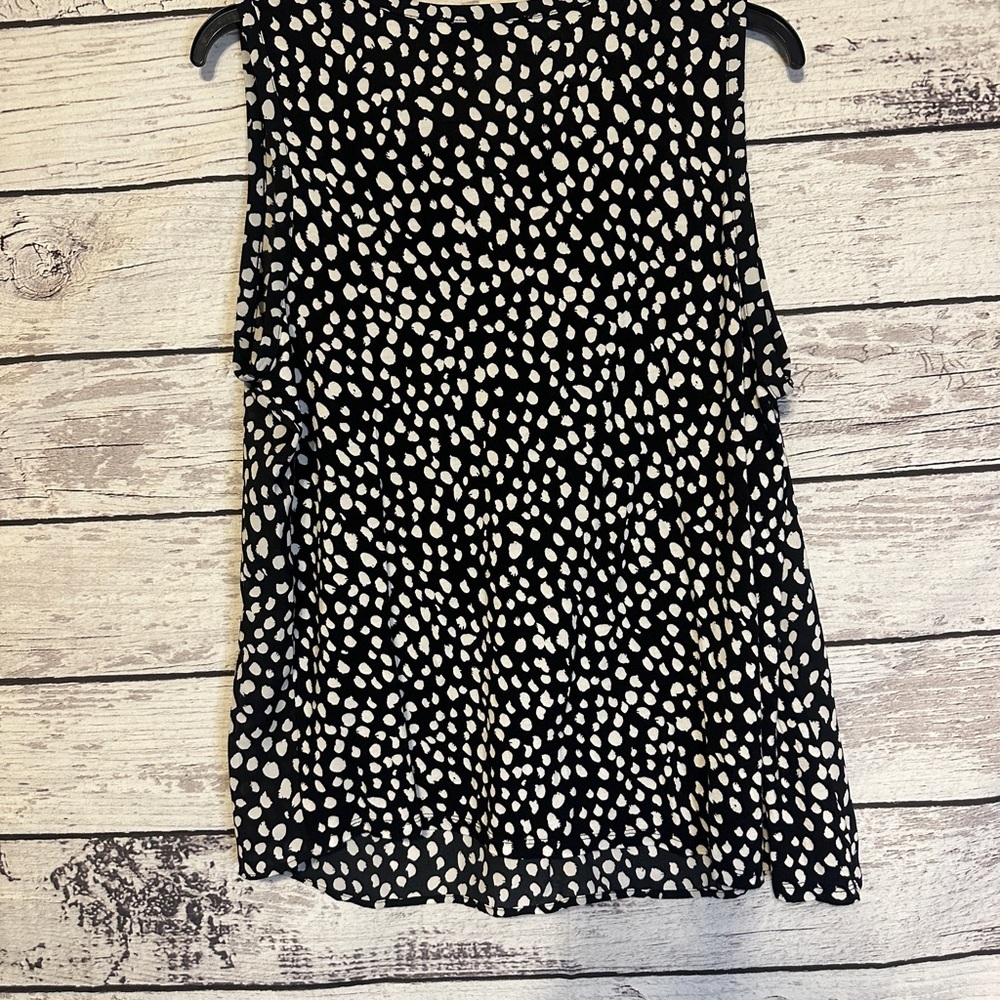 LOFT Black & White Sleeveless V-Neck Blouse Size Large - Picture 4 of 4